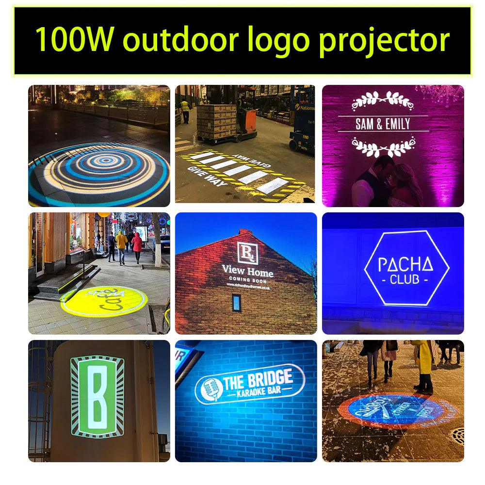 80W LED Logo GOBO Projector Ip67 Waterproof DJ Effect Light Including Free Custom Glass GOBO to Project Image for Hotel Company Store Wedding Advertising Indoor and Outdoor Use Instagobo
