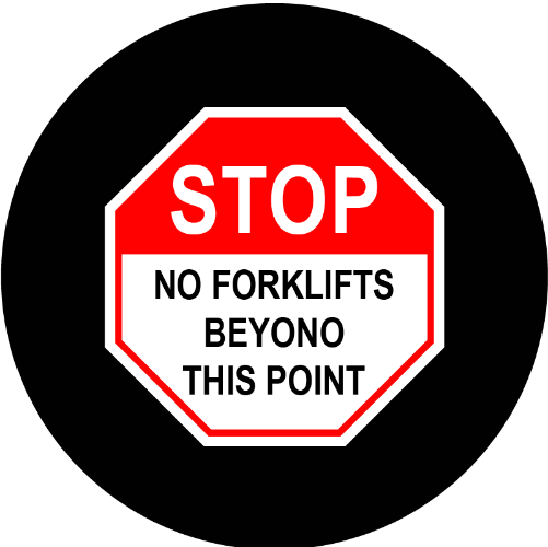 Stop No Forklifts Beyono This Point sign glass gobo pattern Instagobo