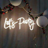 Neon Sign Let's Party Sign for Bachelorette Party Engagement Party First Birthday Favors, Birthday Party,Wedding,Size- 23X10inches LED Tube Sign for Wall Decor. (Power Adapter included)