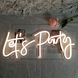 Neon Sign Let's Party Sign for Bachelorette Party Engagement Party First Birthday Favors, Birthday Party,Wedding,Size- 23X10inches LED Tube Sign for Wall Decor. (Power Adapter included)