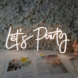 Neon Sign Let's Party Sign for Bachelorette Party Engagement Party First Birthday Favors, Birthday Party,Wedding,Size- 23X10inches LED Tube Sign for Wall Decor. (Power Adapter included)