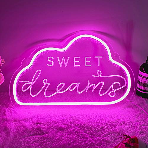 Unique Sweet Dream Neon Sign with 3D Art,Powed by USB Neon Sign.Pink Neon Light Sign with Dimmable Switch. (Pink) Instagobo