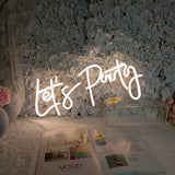Neon Sign Let's Party Sign for Bachelorette Party Engagement Party First Birthday Favors, Birthday Party,Wedding,Size- 23X10inches LED Tube Sign for Wall Decor. (Power Adapter included)