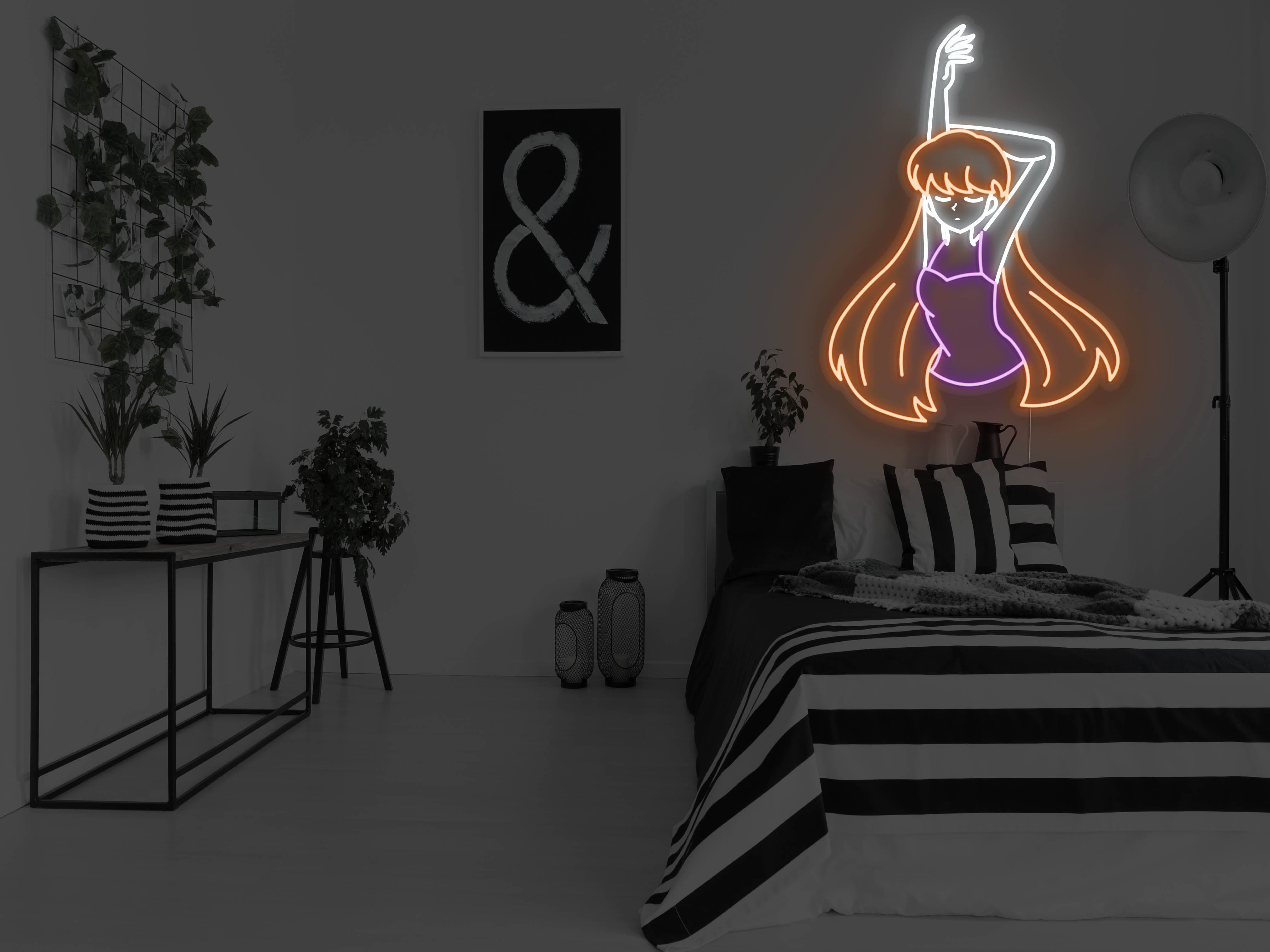 Anime Stretching Girl LED Neon Sign Instagobo