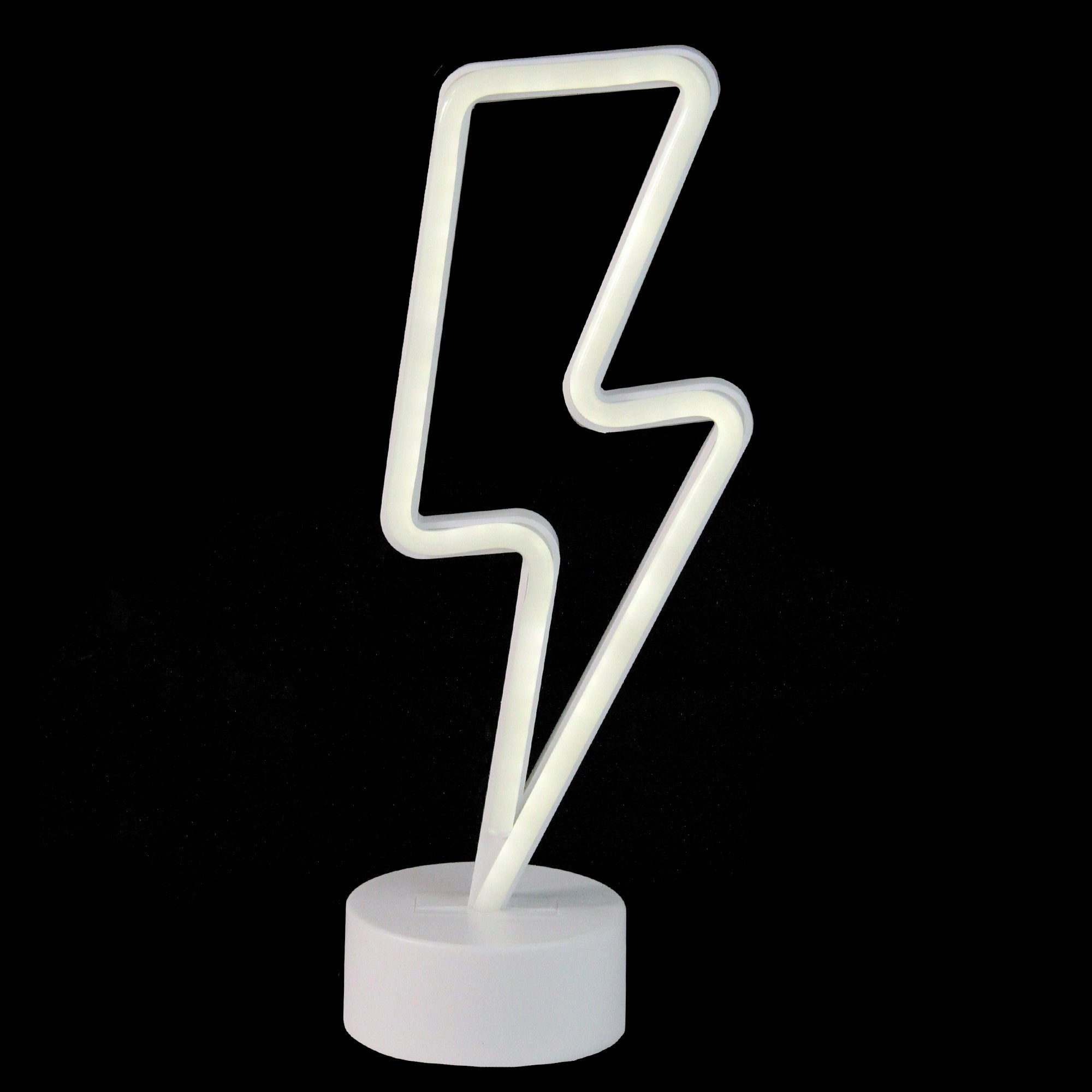 11.5" Battery Operated Neon Style LED White Lightening Bolt Table Light Instagobo