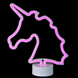 11" Battery Operated Neon Style LED Pink Unicorn Table Light