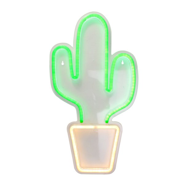 18.5" Neon Style LED Lighted Green Cactus Window Silhouette Sign Instagobo