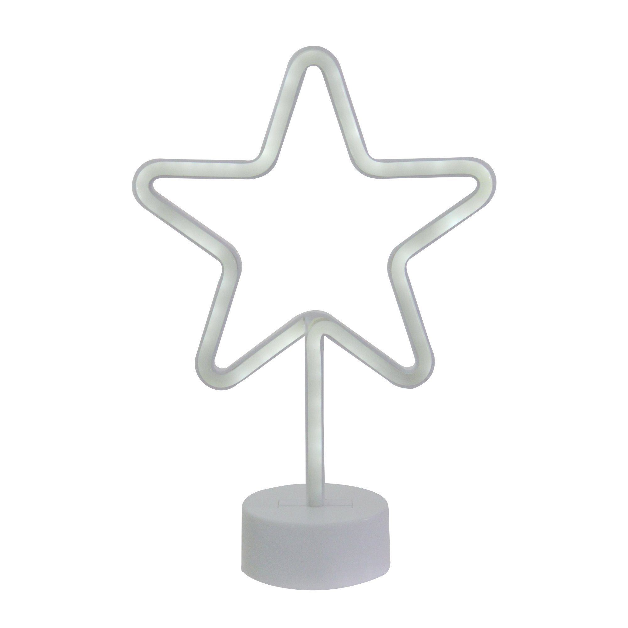 11.5" Battery Operated Neon Style LED White Star Table Light Instagobo