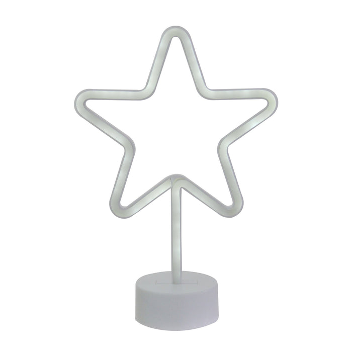 11.5" Battery Operated Neon Style LED White Star Table Light